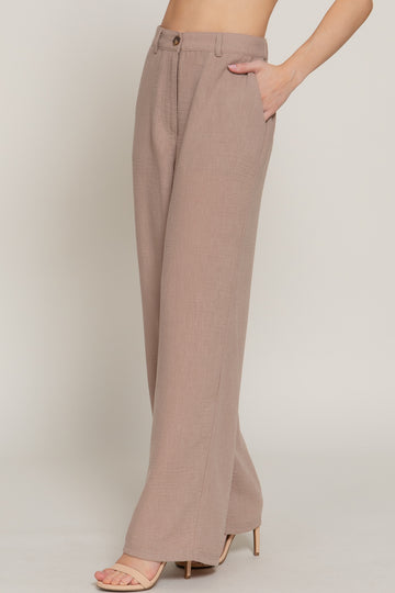 Women's Straight Leg Linen Effect Long Pants